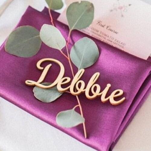 NATURAL WOOD wedding place cards Custom Laser Cut Names wood Place Setting wooden Sign Dinner Party Place Card Wedding