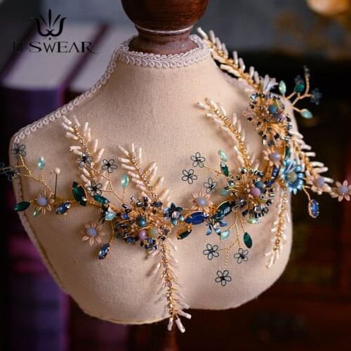 2020 Newest Luxury Blue Crystal Crown Tiara Vintage Rhinestones Pageant Party Crown Wedding Hair Accessories Handmade Jewelry