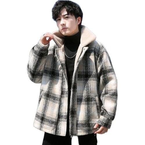 New 2021 Winter Lamb Hair Jacket Men Warm Fashion Parka Men Thicken Plush Coat Man Streetwear Loose Casual Cotton Clothes
