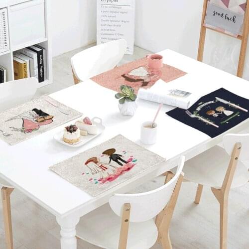 New Design Cartoon Style Character Wedding Table Mat Kitchen Decoration Tablecloth Tea Towel Fashion Catering Accessories Napkin