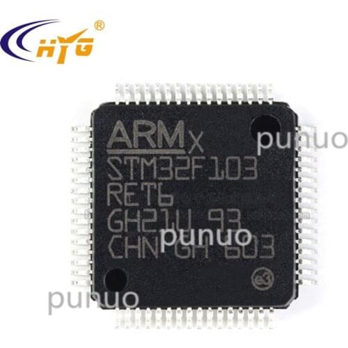 Original Authentic STM32F103RET6 Encapsulation QFP-64 High-density Performance Line 32-bit MCU 256 - 512KB Flash 11 Timers