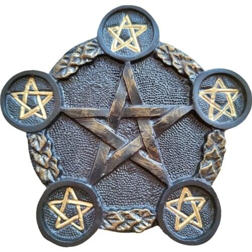 Resin Candle Holder Astrology Pentacle Altar Plate Divination Props Candlestick Witchcraft Supplies Table Energy Ornaments Props