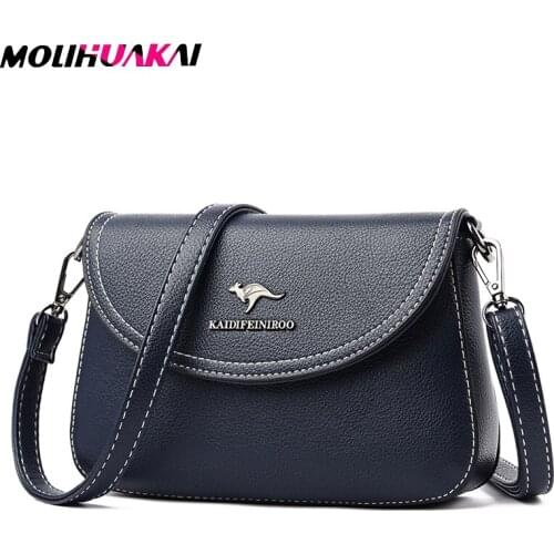 Casual Small PU Leather Messenger Pack Womens 2021 New Luxury Handbag Female Bags Designer Elegant One-Shoulder Messenger Bag