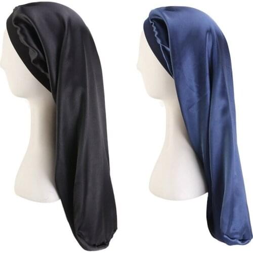Elastic Wide Edge Satin Bonnet Long Hair Hat Sleeping Hats Wrap Night Cap Hair Care Bonnet for Women Men Unisex Cap Bonnet