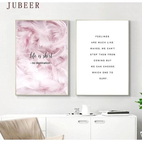 Nordic Style Feather Decorative Painting Quote Poster Minimalist Wall Art Paintings for Living Room Wall Scandinavian Decor