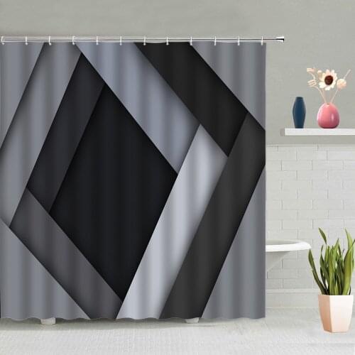 Modern Geometric Shower Curtain Black White Stripe 3d Printed Waterproof Wall Hanging Curtains Bathroom Screen Home Decor Set