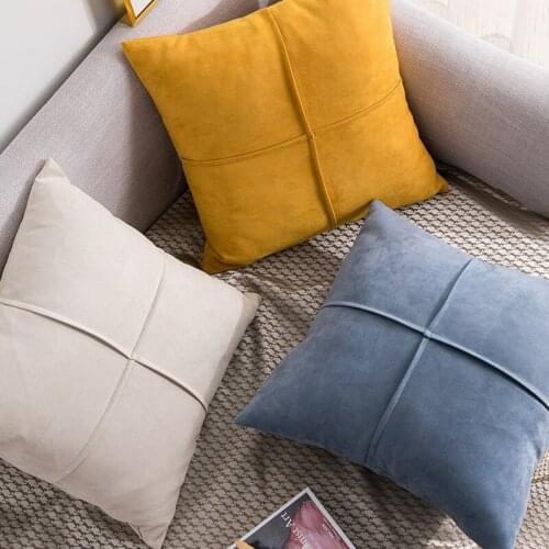 Suede Fabric Geometric Cushion Cover 45x45cm White Blue Pillow Covers Decorative Sofa Bed Throw Pillows Sofa Nordic Home Decor