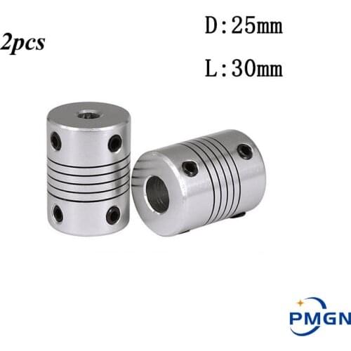 High quality 2pcs Aluminium CNC Stepper Motor Flexible Couplings D25 L30 Shaft Coupler 5mm, 6mm,6.35mm,8mm,10mm,12mm,12.7mm