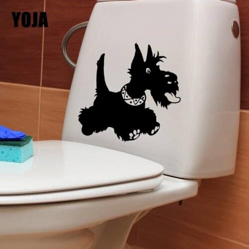 YOJA 23X22.4CM Cartoom Home Decor Wall Sticker Toilet Decal Funny Animals Dog Terier T5-1597
