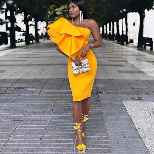 Yellow Fashion Tiered Satin Homecoming Dresses 2021 Graduation Party Dress Prom Vestidos De Fiesta Formal Special Occasion