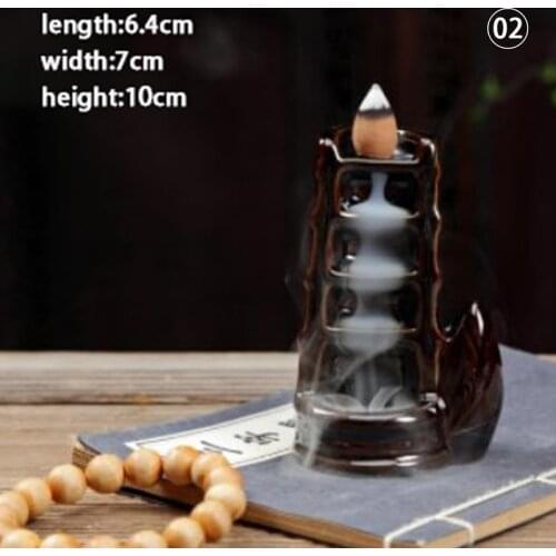 1Pc Durable Backflow Incense Burner Waterfall Ceramic Smoke Censer Handicraft Home Decor