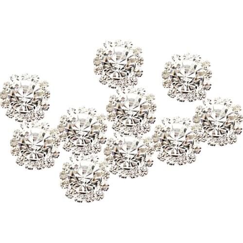 10 Pcs Clear Rhinestone Buttons Brooch Embellishment Set Crystal Wedding Brooch Bouquet Decoration DIY Jewelry Findings