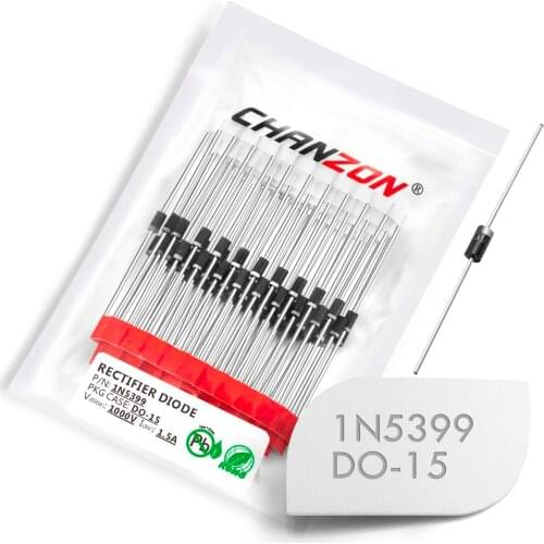 100 Pcs 1N5399 Rectifier Diode 1.5A 1000V DO-15 Axial 1N IN 5399 IN5399 1.5 Amp 1000 Volt Electronic Silicon