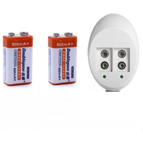 2pcs/lot Powerful capacity 800mAh lithium ion battery 9V rechargeable battery +1pcs 9V smart charger