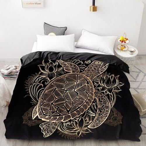 3D HD Digital Printing Custom Duvet Cover,Comforter/Quilt/Blanket case Queen King Bedding 220x240,Bedclothes Golden Turtle