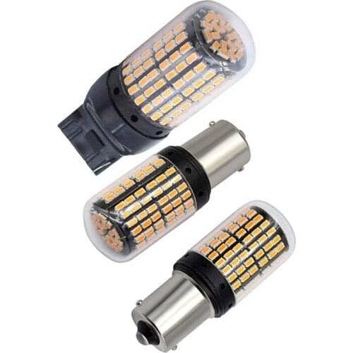 4 Pcs Led Light: 2 Pcs T20 7440 W21W Wy21W 144-Smd Reverse Light Led Bulbs & 2 Pcs No Hyper Flash 1156 Car Led Light
