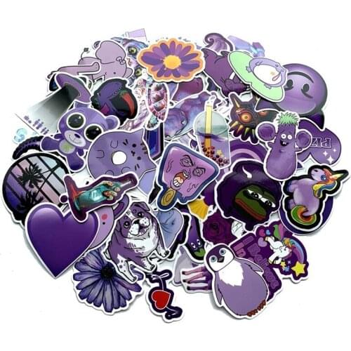 5 Sets=305PCS Purple Summer Small Fresh PVC Sticker Skateboard Notebook Car Sticker