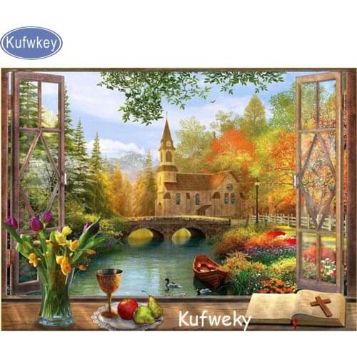 5D DIY Diamond mosaic landscape Garden Full square Diamond painting Cross stitch square Diamond embroidery Home Decor A21