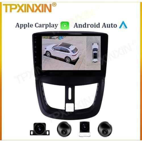 6+128G For Peugeot 207 2006 - 2015 Android Car Radio Tape Recorder Multimedia Video Player Head Unit GPS Navigation 360 Camera