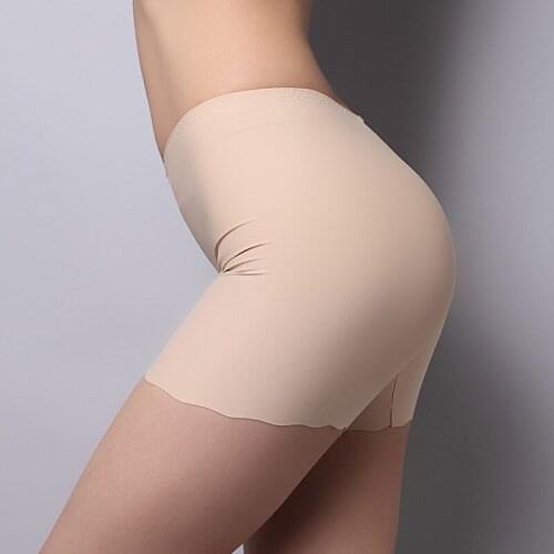 Seamless Ice Silk Safety Pants Womens Waist Bottom Shorts Cotton White Black Skin Short Pants