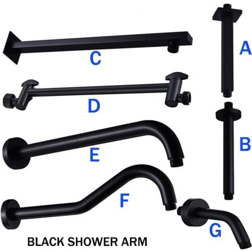 Black Stainless Steel Wall Mounted or Ceiling Mounted Bathroom Shower Arm Shower rod