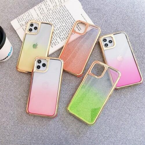 For iphone 11 mobile phone case electroplating frame gradient TPU 11 Pro max soft anti-shock back cover
