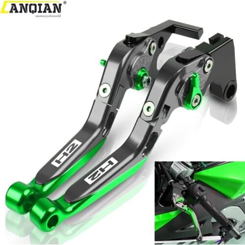 For Kawasaki H2 / H2R 2015 2016 Motorcycle Accessories Extendable Adjustable Foldable Handle Levers Brake Clutch With H2 LOGO