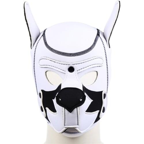 Fetish Gay Puppy Play Dog Hood Full Head Rubber Bondage Slave Mask BDSM Hood Sex Cosplay Accessories Adult Sex Toys for Men