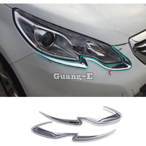 Hot Sale For Peugeot 2008 2014 2015 2016 Car Body Front Light Lamp Detector Frame Stick Styling ABS Chrome Cover Trim Parts 2pcs