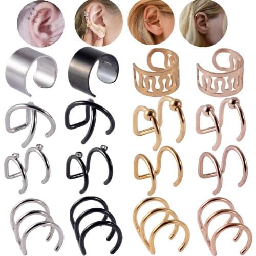 6-10pcs/Lot Anodized Steel Mixed Ear Cuffs Women Earrings Clip Climbers No Piercing Fake Cartilage Body Piercing Jewelry