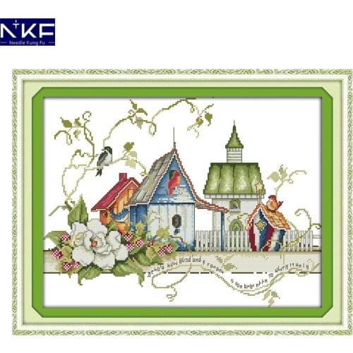 NKF The Birds Home Painting Counted or Stamped 11CT 14CT DIY Kits Cross Stitch Embroidery Needlework Sets for Home Decoration
