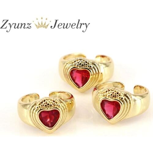 10PCS, Dainty Heart Ring-Crown Heart Ring-Adjustable Ring-Gold Love Rings-Birthday Gift-Gift for Girlfriend