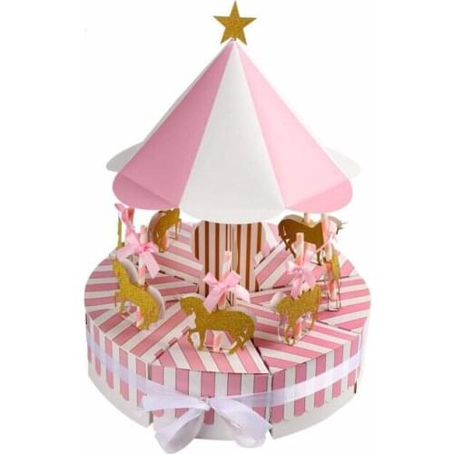 Wedding favors boxes carousel with unicorn baby paper craft art candy box birthday party decorations gift chocolate for kids