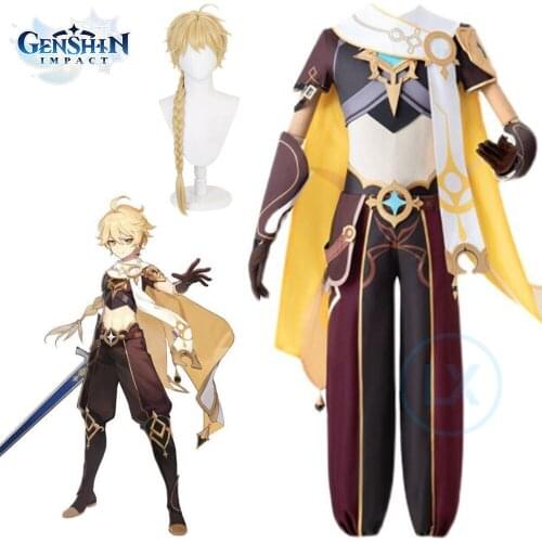 Anime Genshin Impact Traveler Paimon Cosplay Costume Game Suit Uniform Halloween Outfit For Women Men Cosplay Wig