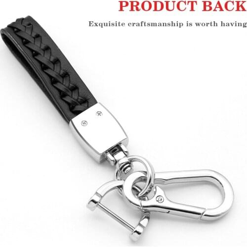Leather Car KeyChain Metal Car Fashion Buckle Braided Keyring Gift Auto Parts For Hyundai i20 i30 ix35 Solaris Elantra Accent