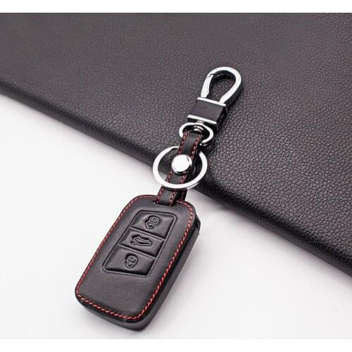 Leather Key fob case holder for Volkswagen Skoda Superb Magotan Passat B8 A7 Golf 3 Buttons Smart Remote Protector Skin Cover