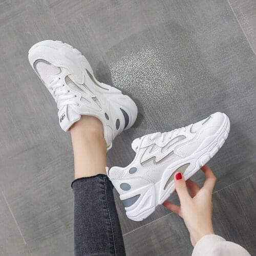 Daddy Shoes Woman Korean 2021 Spring New Wild Platform Womens Sneakers Mesh Breathable Casual Sports Shoes
