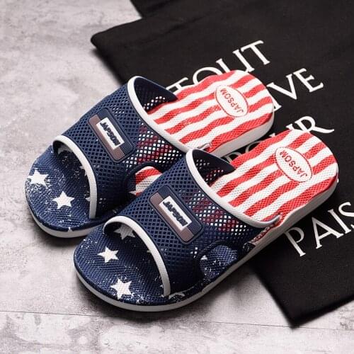 Summer Men Slippers American Flag Slides Outdoor Garden Shoes Clogs Beach Slippers Massage Men Indoor Home Slides Loafers Mules