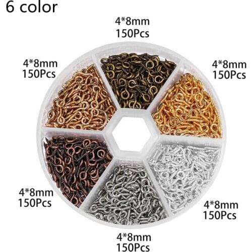 A Box Small Tiny Mini Eye Pins Eyepins Hooks Eyelets Screw Threaded Gold Clasps Hooks Jewelry Findings For Making DIY