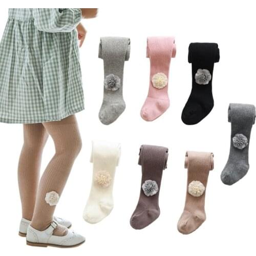 Spring Summer Autumn Cute Baby Girls Floral Solid Tights Cotton Breathable Pantyhose For Toddler Girls