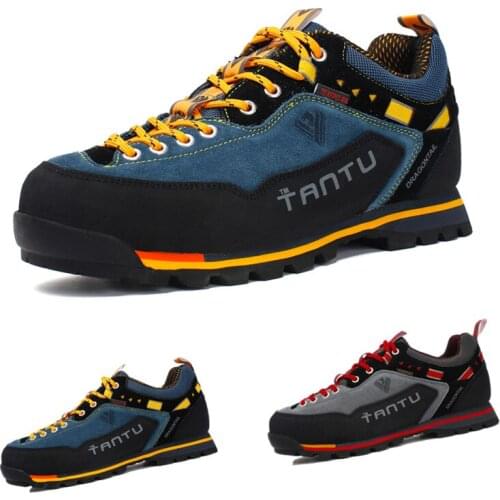 Mens Outdoor Hiking Trekking Shoes Breathable Leather Shoes Sports Sneakers Large Size 39-46 Camping Climbing Ankle Boots