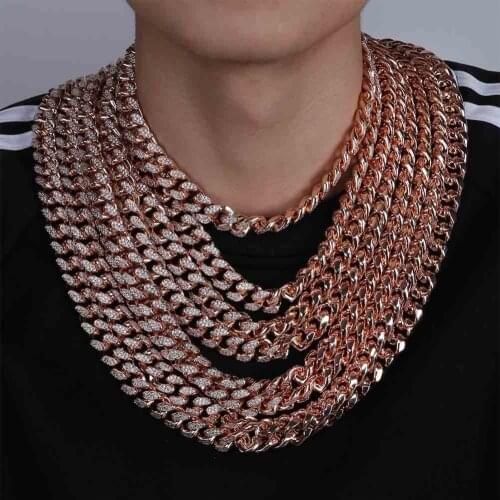 GUCY 16inch-30inch Mens 20mm Heavy Necklace Iced Out Zircon Miami Cuban Link Chain Choker Bling Hip hop Jewelry