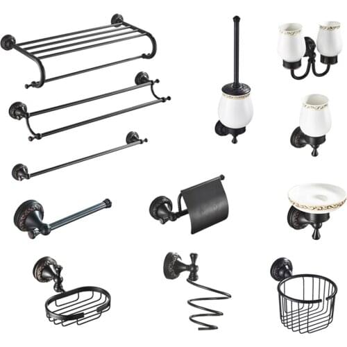 Bathroom Accessories set Antique Brass Collection Carved Bathroom Products Wall Mounted Papr Holder Brass Bathroom Hardware Set