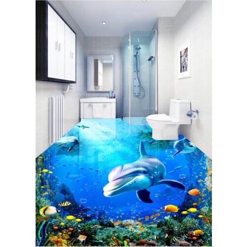 Dolphin Ocean 3D Flooring Self-adhesive Wall Paper 3D Floor Decoration Painting