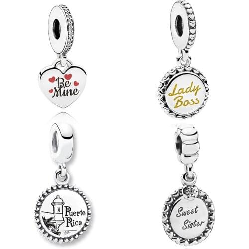 2020 New Fashion Be Mine S925 Lady Boss Dangle Sister ,Goahzikl Puerto Rico Flag Pendant Charm DIY Original Woman Jewelry Gift