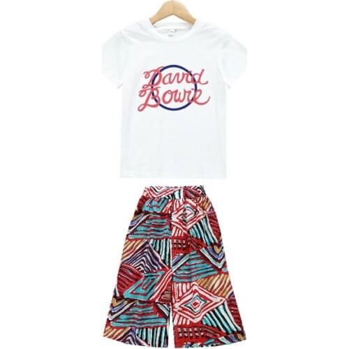 Baby Girl Clothes Summer Kids Girl Letter Print Short Sleeve T-Shirt Blouse Wide-Leg Pants Casual Outfits Clothes for Girls f