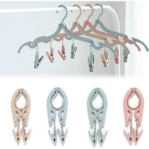 10 PCS Folding Hangers Portable Outdoor Non-slip Hanger Portable Travel Cloth Hanger Clothespin Towel Sock Storage Organizer