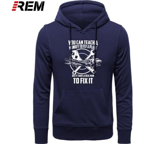 REM New Men Fashion Men Brand Fitness Slim Fit Airplane Mechanic - Real Man Fix Plane Printer Hoodies, Sweatshirts