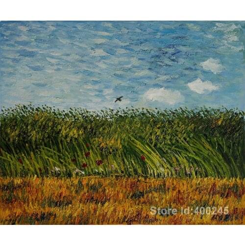 Modern art Edge of a Wheat Field with Poppies and a Lark by Vincent Van Gogh reproduction paintings Hand painted High quality
