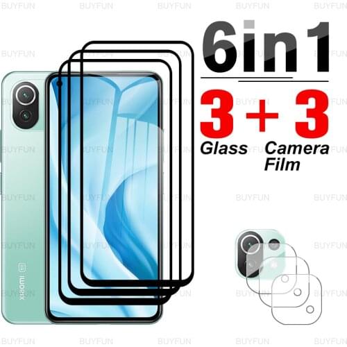 Black edge glass For Mi 11 lite 6.55inch 6in1 full cover tempered glass for xiaomi xiomi xaomi mi11 lite mi 11lite 5g lens film
